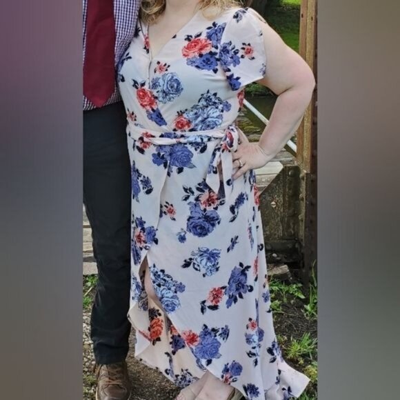 Candies Maxi Jumper Romper Dress Floral Shorts Pink Woman's Size Extra LARGE - Picture 9 of 15